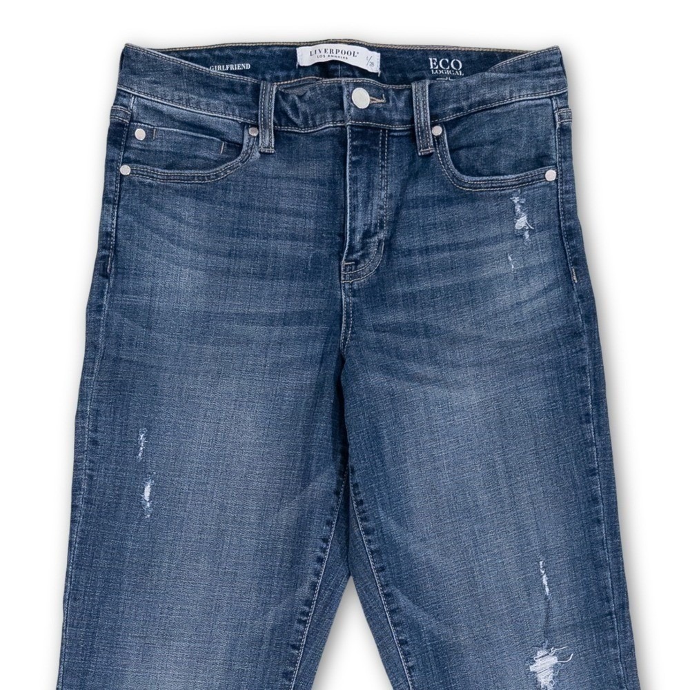 Liverpool Los Angeles Girlfriend Jeans Womens 6/28 Blue Distressed Eco Logical - Picture 3 of 7